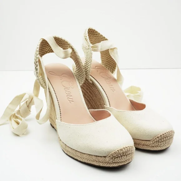 New JCREW Round-toe Canvas Espadrille Wedges in Natural - Picture 3 of 5